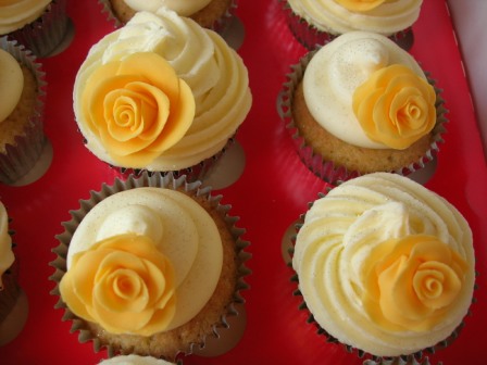 Close-up of roses cupcakes