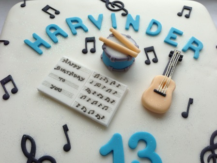 Close-up of musical birthday cake