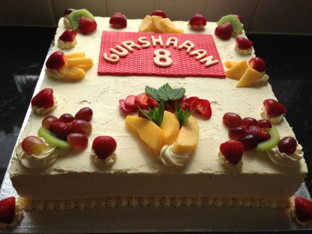 Fruit & cream birthday cake