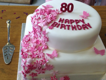 Flowers 80th birthday cake